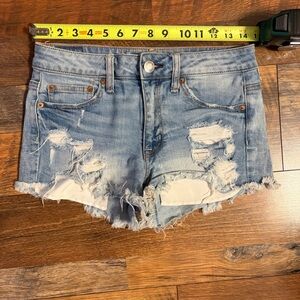 Distressed Light Blue American Eagle Denim Women's Shorts